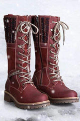 Snygga långa stövlar med låg klack för kvinnor