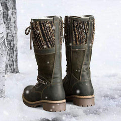 Snygga långa stövlar med låg klack för kvinnor