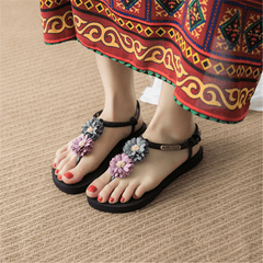 Fashion vintage flower bohemian ethnic flat sandals