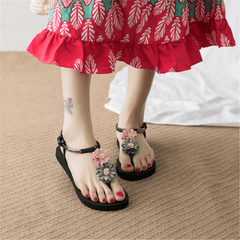 Fashion vintage flower bohemian ethnic flat sandals