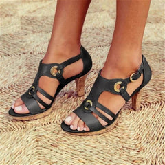 Fashion Wild Solid Color High Heel Sandals
