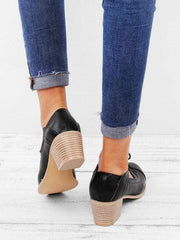 High-Heeled Thick With Large Size Laser Lace-Up Women's Shoes