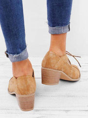 High-Heeled Thick With Large Size Laser Lace-Up Women's Shoes