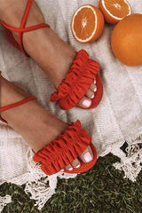 Fashion Casual Straps Ruffled Flat Sandals