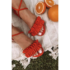 Fashion Casual Straps Ruffled Flat Sandals
