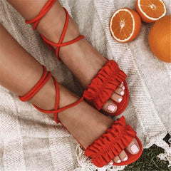 Fashion Casual Straps Ruffled Flat Sandals
