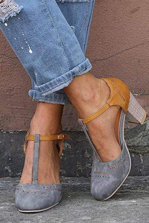 Casual Rund Tå Vanlig ihålig Spänne Sandal med grov klack