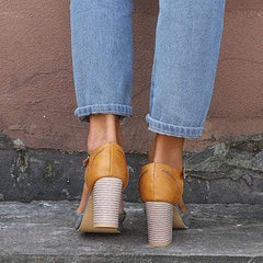 Casual Rund Tå Vanlig ihålig Spänne Sandal med grov klack