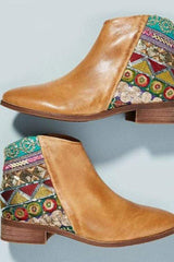 Vintage Classic Jacquard Stitching Ankle Boots