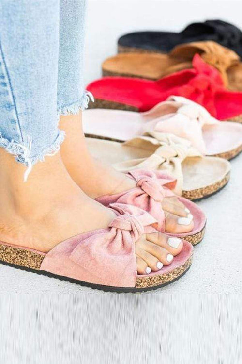 Mode vilda rosett platta tofflor 