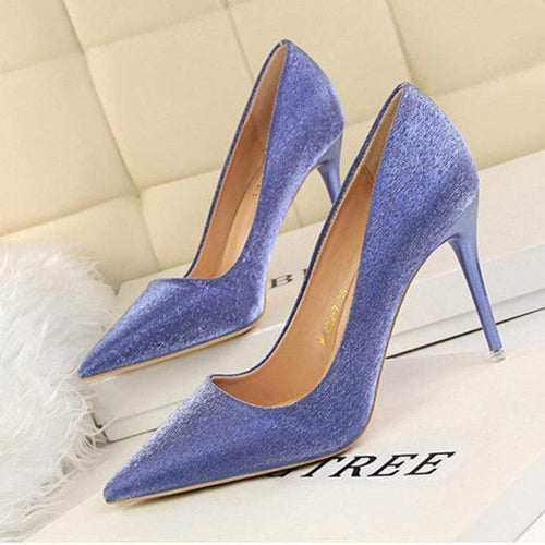 Mode Sweet Shining Color Slim Heels Skor 