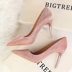 Fashion Sweet Shining Color Slim Heels Shoes