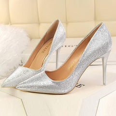 Fashion Sweet Shining Color Slim Heels Shoes