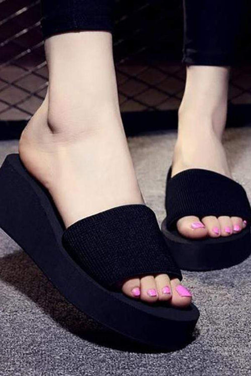 Casual Pure Color Slope Flat Shoes