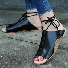 Plain  Flat  Criss Cross  Peep Toe  Casual Sandals