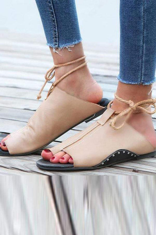 Plain  Flat  Criss Cross  Peep Toe  Casual Sandals