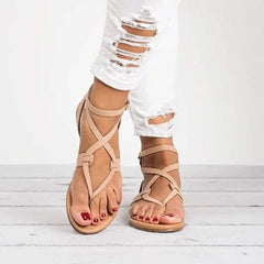 Large Size Adjustable Buckle Flat PU Sandals Woman Shoes