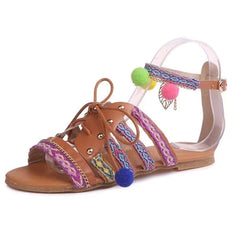 Bohemian Multicolor Buckle Sandals Woman Shoes