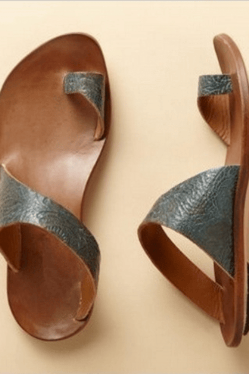 Daily Leather Flat Heel Summer Slippers