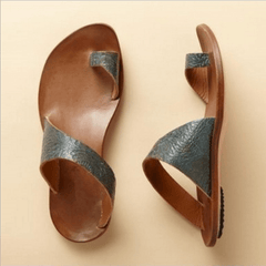Daily Leather Flat Heel Summer Slippers