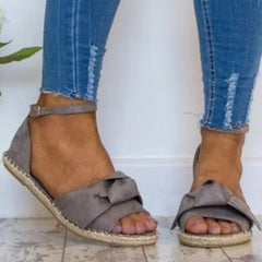 Plain  Flat  Velvet  Ankle Strap  Peep Toe  Casual Date Flat Sandals