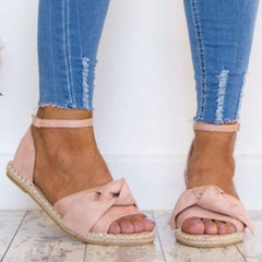 Plain  Flat  Velvet  Ankle Strap  Peep Toe  Casual Date Flat Sandals