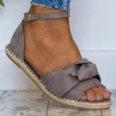 Plain  Flat  Velvet  Ankle Strap  Peep Toe  Casual Date Flat Sandals