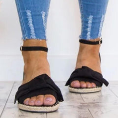 Plain  Flat  Velvet  Ankle Strap  Peep Toe  Casual Date Flat Sandals