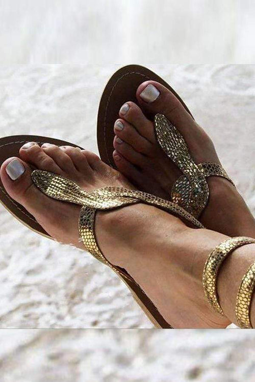 Sexy Serpentine Clip Toe Flat Sandals