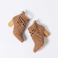 Sexiga ren färg tjocka högklackade stövlar 