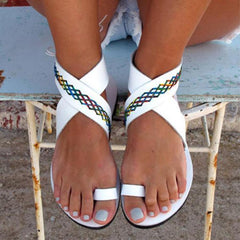 Bohemian Flat Ankel Strap Peep Toe Beach Casual Gladiator Sandaler 