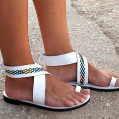 Bohemian Flat Ankel Strap Peep Toe Beach Casual Gladiator Sandaler 