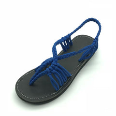 Vanlig platt fotledsrem Peep Toe Casual platta sandaler 