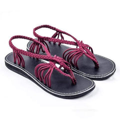 Vanlig platt fotledsrem Peep Toe Casual platta sandaler 