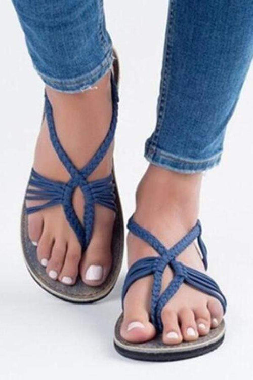 Vanlig platt fotledsrem Peep Toe Casual platta sandaler 