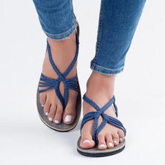 Vanlig platt fotledsrem Peep Toe Casual platta sandaler 