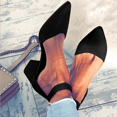 modevova Women Flocking Pumps Sandals Casual Comfort Adjustable Buckle Shoes