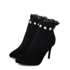 Mode spetsiga stilettstövlar i mocka 