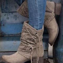 Runda klackstövlar med tåblock