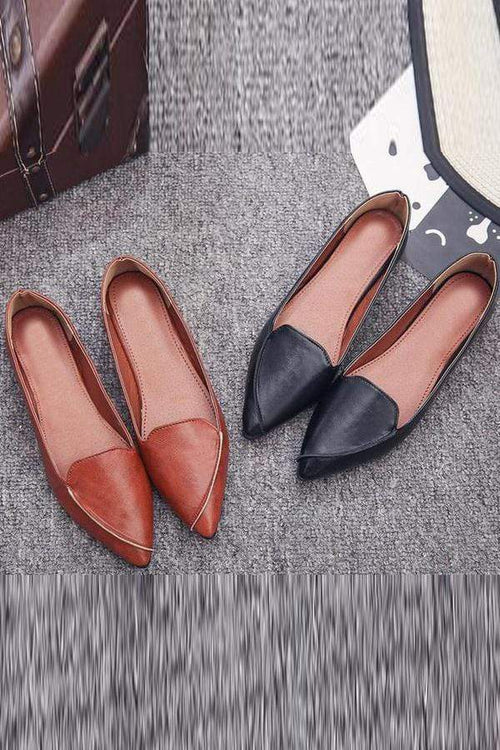 Plain  Flat  Point Toe  Date Comfort Flats