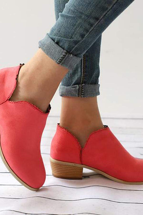 Låg klack för kvinnor med rund tå snörning Casual stövlar 