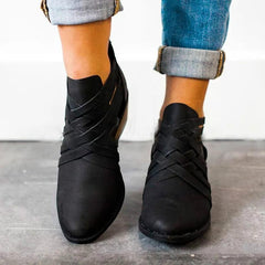 Vanliga Chunky medellång klack rund tå utomhus ankelstövlar 