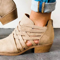 Vanliga Chunky medellång klack rund tå utomhus ankelstövlar 