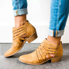 Vanliga Chunky medellång klack rund tå utomhus ankelstövlar 