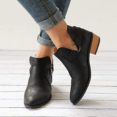 Vanliga chunky lågklackade rund tå utomhus ankelstövlar 