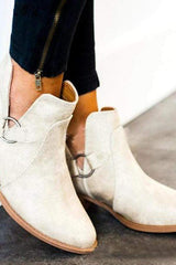 Vanliga chunky lågklackade rund tå utomhus ankelstövlar 