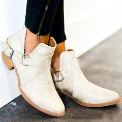 Vanliga chunky lågklackade rund tå utomhus ankelstövlar 