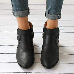 Vanliga chunky lågklackade rund tå utomhus ankelstövlar 