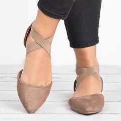 Plain  Flat  Velvet  Ankle Strap  Point Toe  Casual Date Comfort Flats