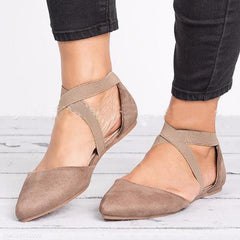 Plain  Flat  Velvet  Ankle Strap  Point Toe  Casual Date Comfort Flats